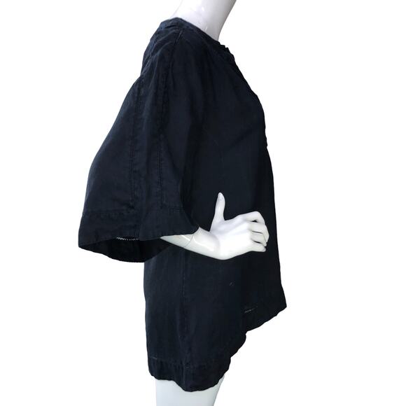 Calypso St Barths Womens Size XS Tunic Blouse Split Neck Flared Sleeve Midnight - Picture 9 of 15